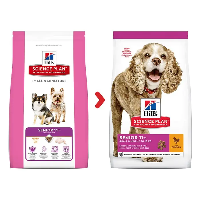 Hill's Science Plan Senior 11+ Small & Mini Breed Dry Dog Food – Chicken, 1.5kg