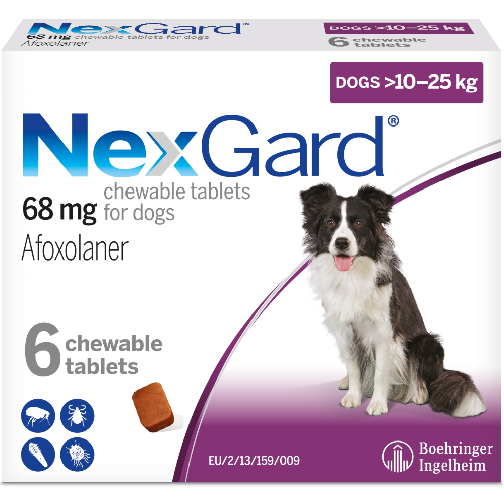 10-25kg Large dog (68mg) pack of 6 Chewable Tablets