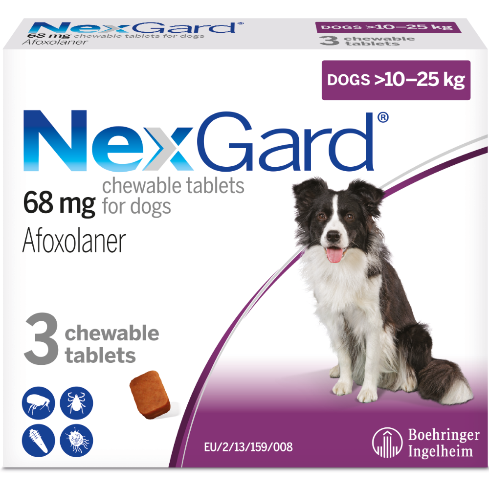 10-25kg Large dog (68mg) pack of 3 Chewable Tablets