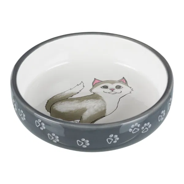 Cat Bowl For Short-Nosed Breeds Ceramic 0.3l 15 cm Grey