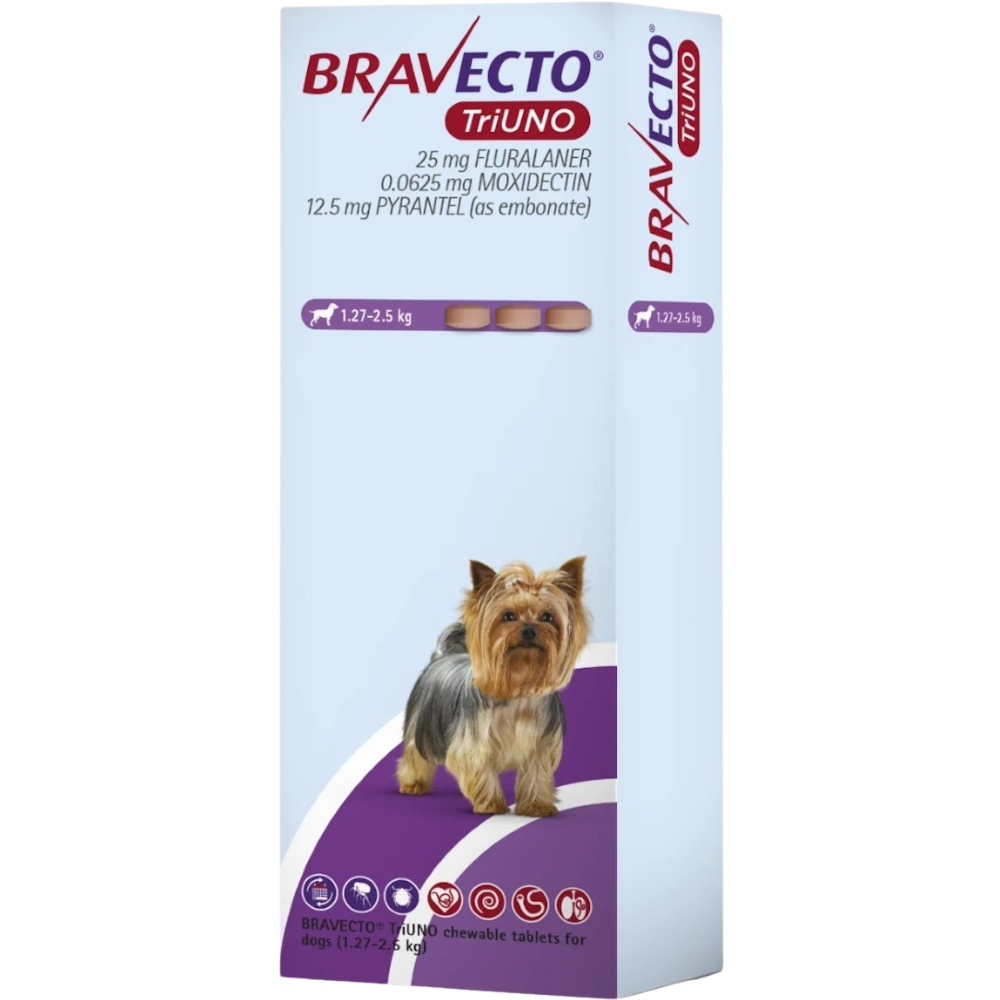 25mg for dogs weighing >1.27-2.5kg