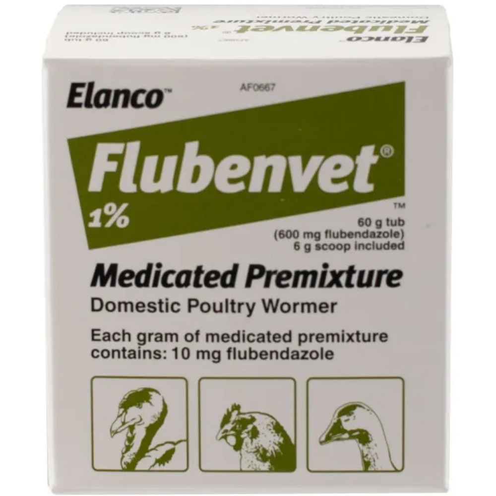Flubenvet 1% Medicated Premixture - Domestic Poultry Wormer - 60 g / 1 tub