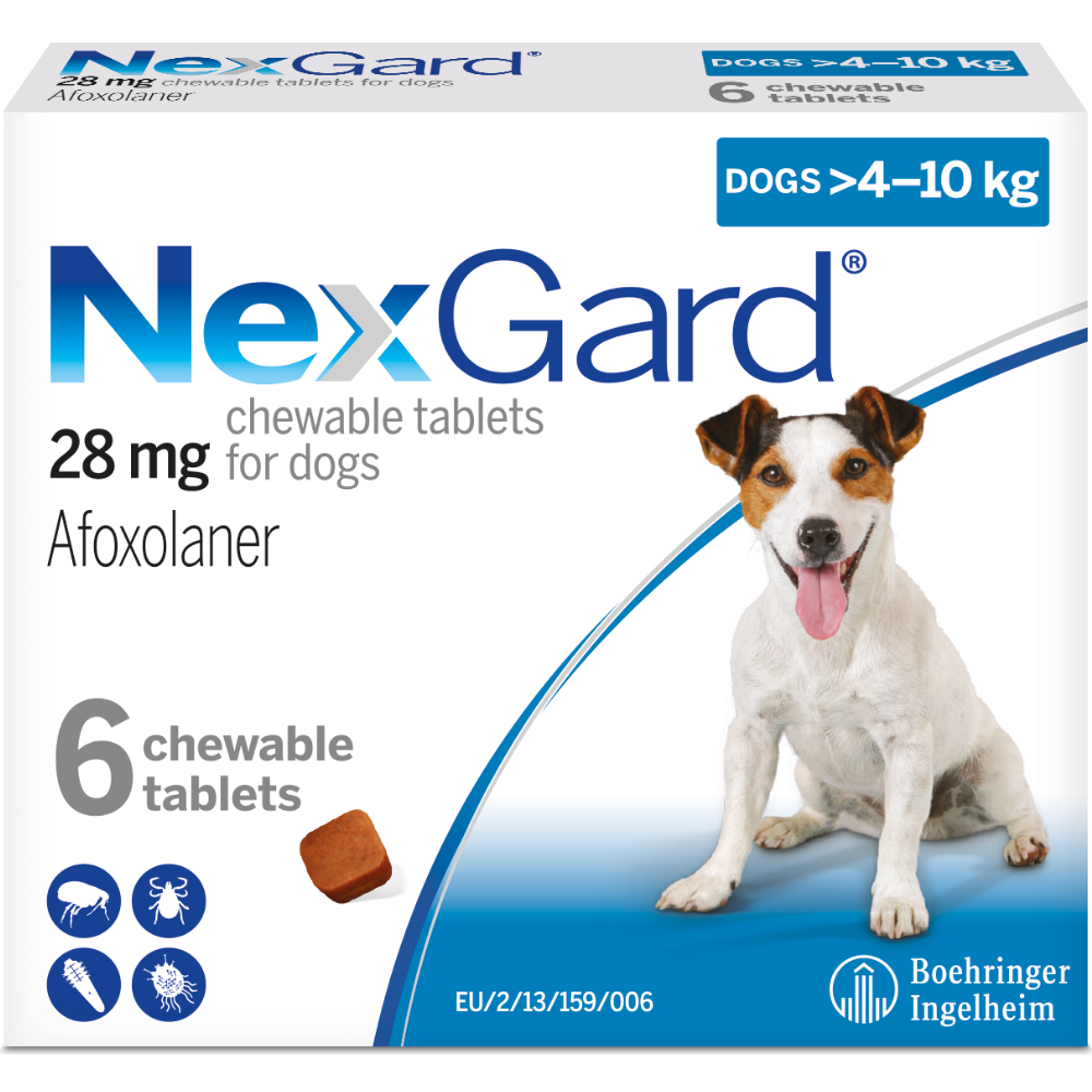 4-10kg medium dog (28mg) pack of 6 Chewable Tablets